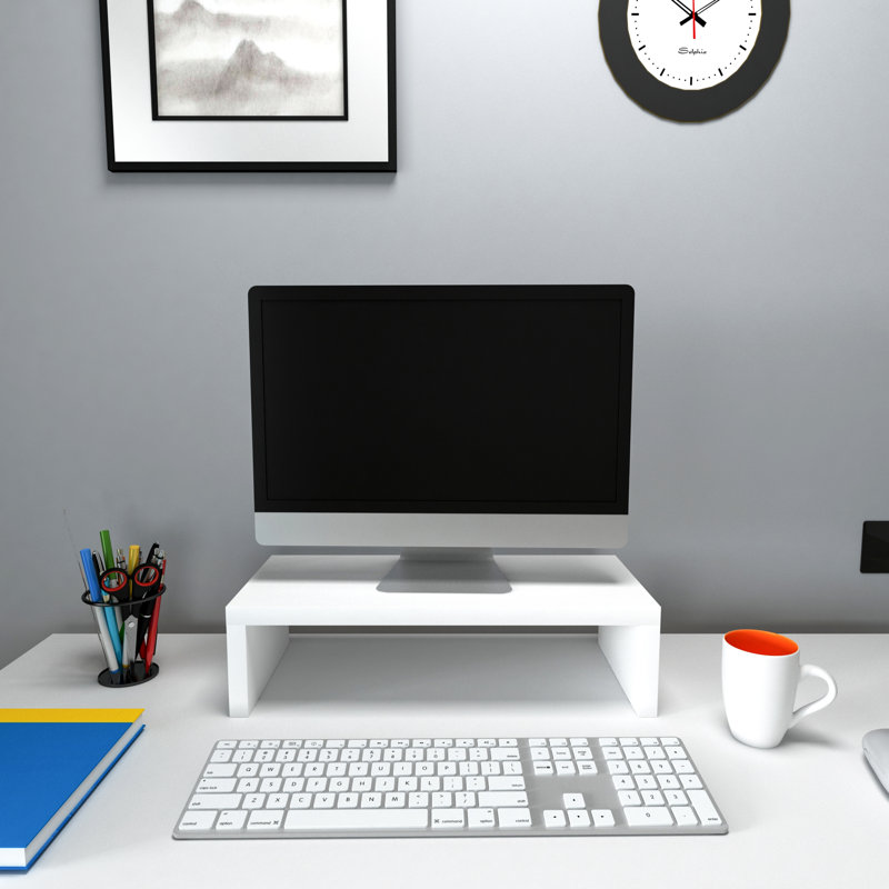 Ladawn Manufactured Wood Monitor Stand, White