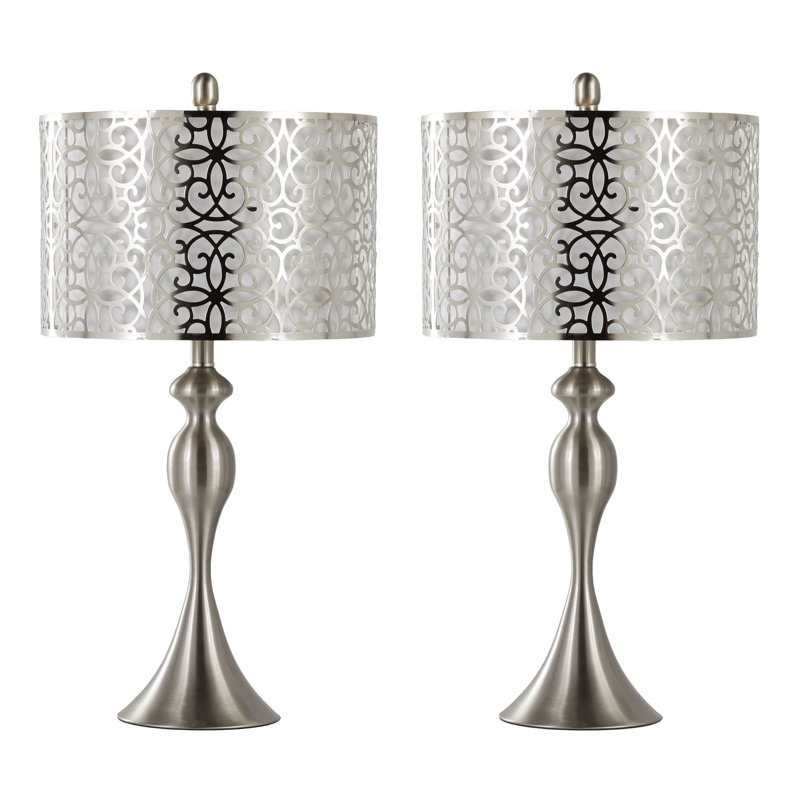 Ensemble de lampes de table 27 po Spann, Nickel brossé