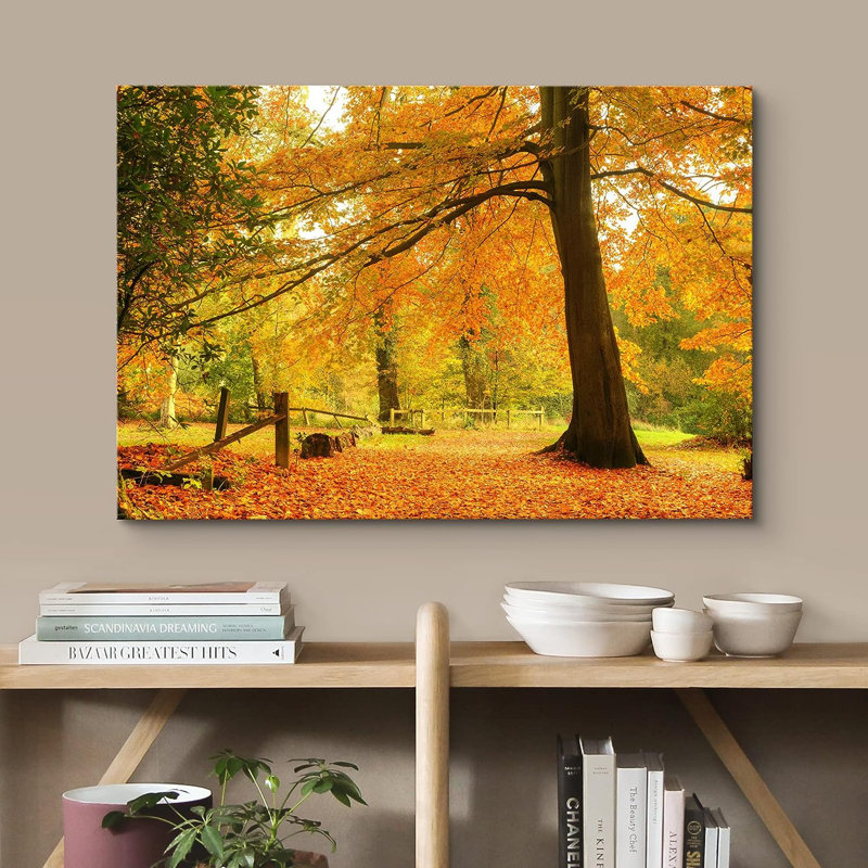 Nature, paysage, jaune et orange, automne et automne, forêt, nature sur toile, H 12 po x l 18 po x P 1,5 po