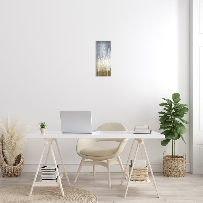 Tall Tree Silhouettes Abstract White Forest Over Pattern by - Graphic Art