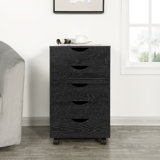 5 Drawer Chest File Cabinet, Wooden Storage Filing Cabinet with Wheels, Office File Cabinet, Office Alex Drawers for File storage