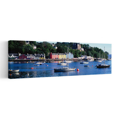 Boats Docked At A Harbor, Tobermory, Isle Of Mull, Scotland Abstract Contemporary Architecture Tree Wall Art