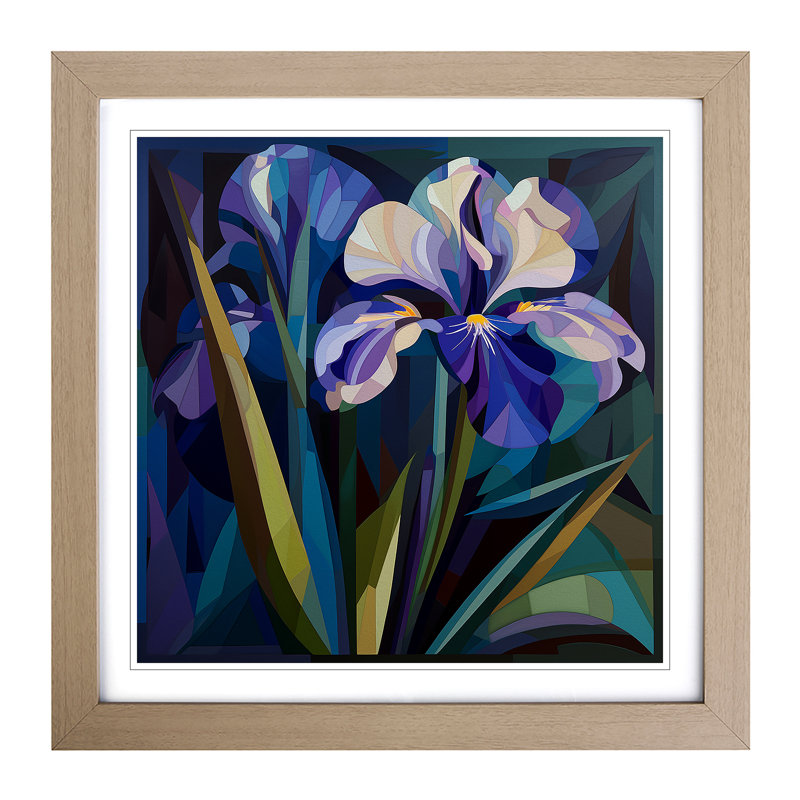Iris Flower Constructivism - Framed Print, Oak