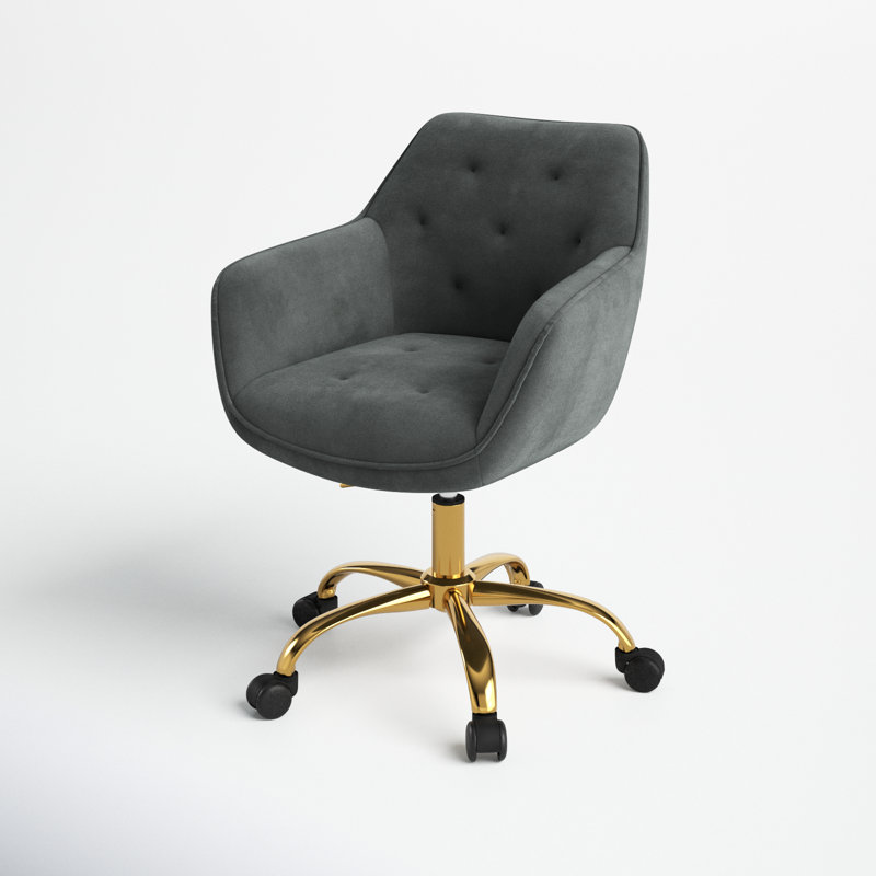 Chaise de travail Clio à hauteur réglable, Velours gris velours