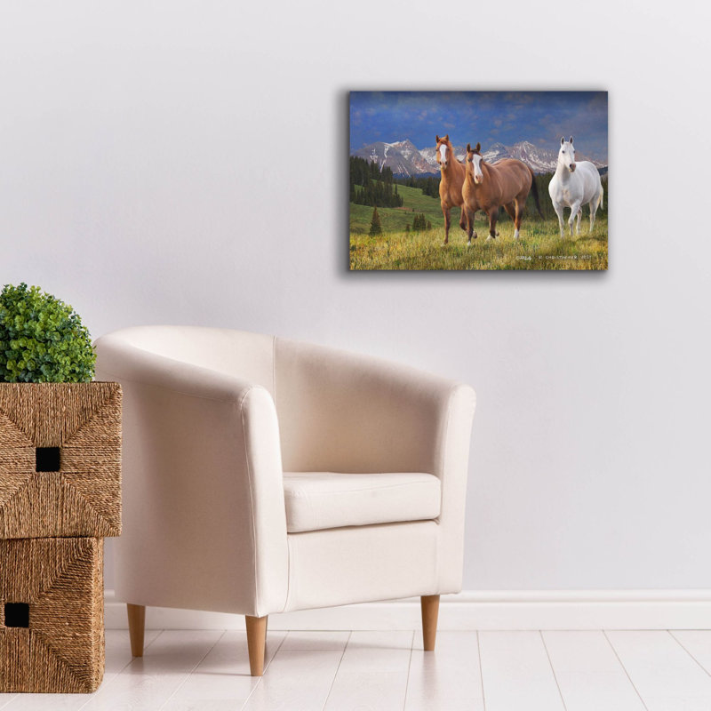 Toile épique «Three Horses At 53» par Chris Vest, 26 po x 18 po, H 18 po x l 26 po