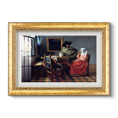 The Glass of Wine, c. 1660-Johannes Vermeer-Custom Framed Print