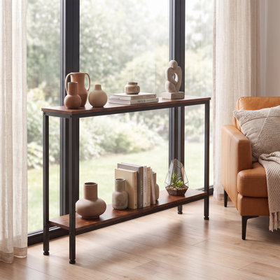Canapé-console étroit de 47,3 po de largeur, table de vestibule mince avec structure en métal robuste et pieds réglables, table de canapé mince pour le canapé derrière le couloir, le couloir et le salon