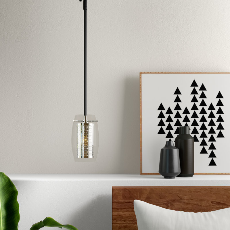 Luminaire suspendu géométrique simple à 1 lumière, Noir/chrome