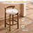 Mid-Century Beige Linen Bar Stools Set of 4 - Counter Height Stools 25.5 Seat Height With Low Back & Soild Wood Frame, Upholstered Cushion Kitchen Bar Stools for Counter-1030619024-1029116424-1030619022