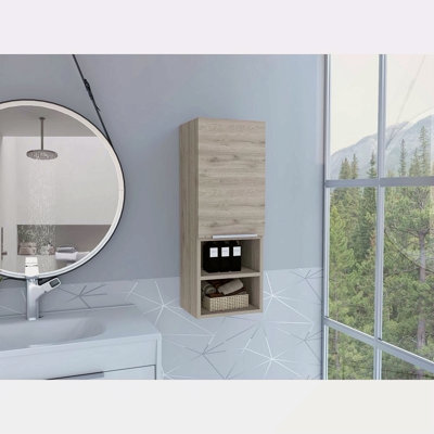 Bathroom Cabinet, Two Interior Shelves, Two External Shelves, Single Door Cabinet