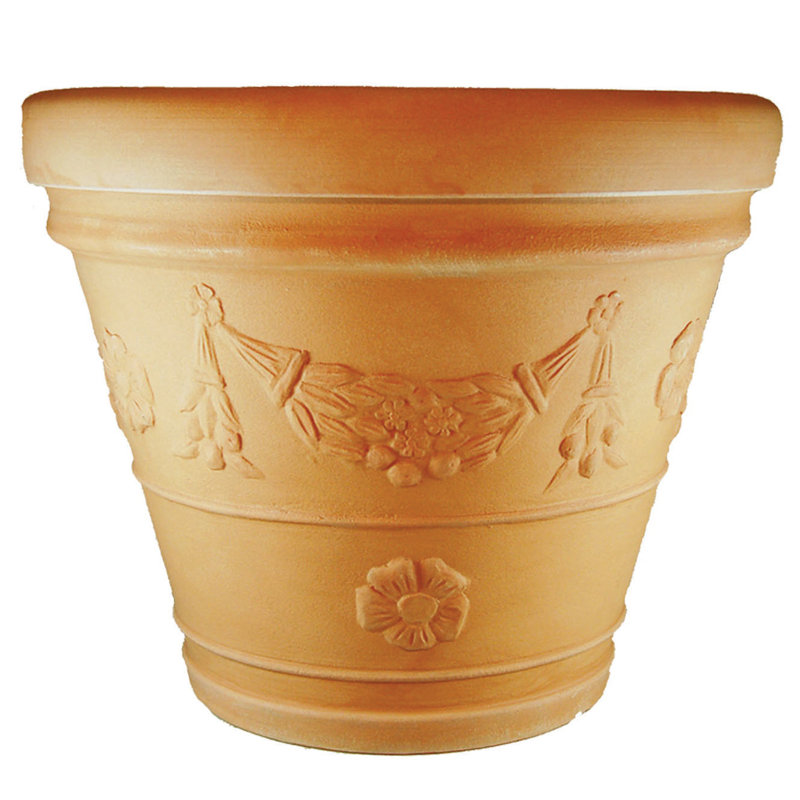 Pot de fleurs en plastique Arpads, H 18 po x l 14 po x P 18 po, Terracotta délavé