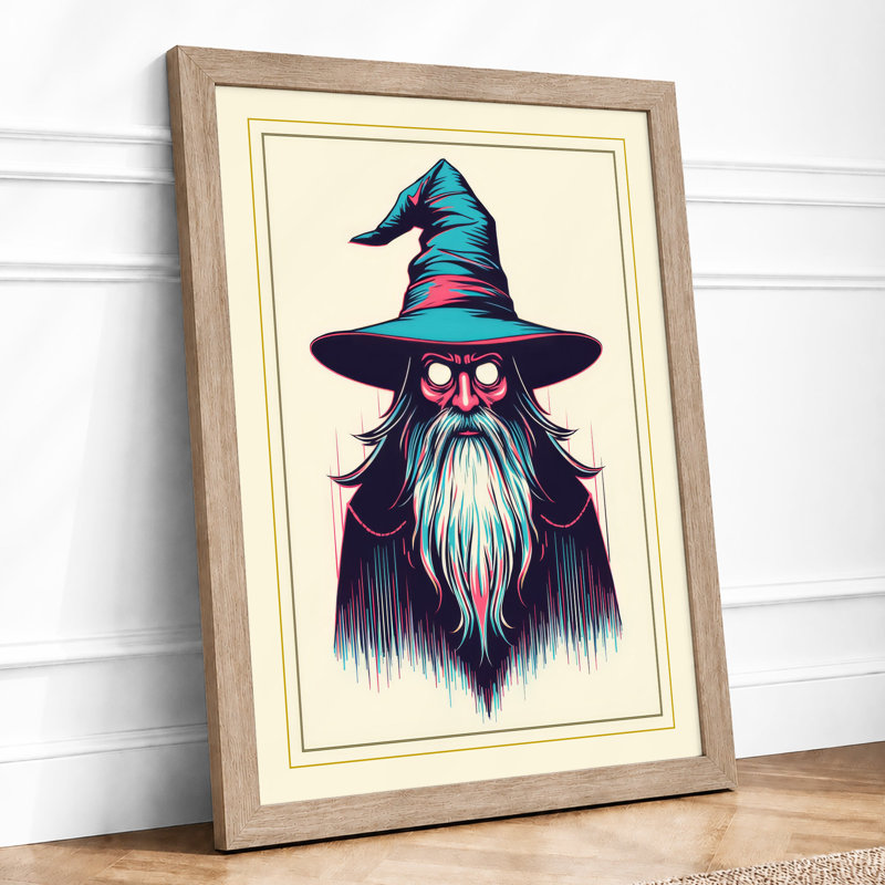 Whimsical Wizard Eclectic - Framed Print, A1 - 84.1 x 59.4 cm, Oak