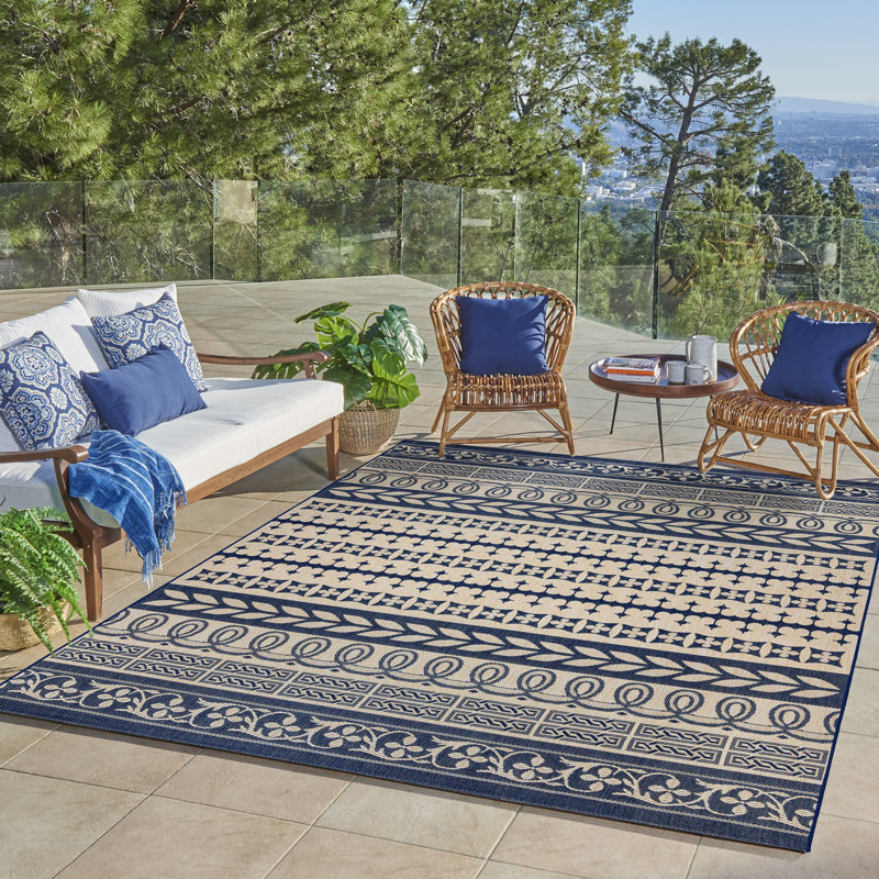 Tapis intérieur / extérieur tissé à plat toutes saisons Paseo Astrid, Rectangle 7 pi 10 po x 10 pi