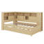 Lit de jour simple en bois avec tablettes de rangement, USB et lit gigogne-1380818072