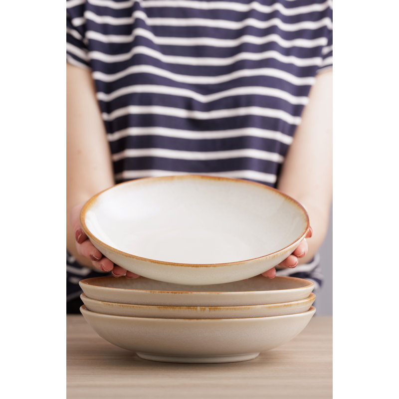 Reactive Dinnerware Pasta Bowls, Cream
