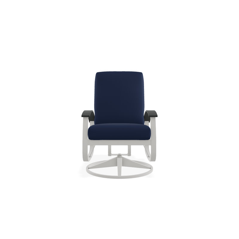 Belle Isle Outdoor Swivel Lounge Chair, Canvas Navy Sunbrella® Canvas, Classic Graphite P30, Textured Snow