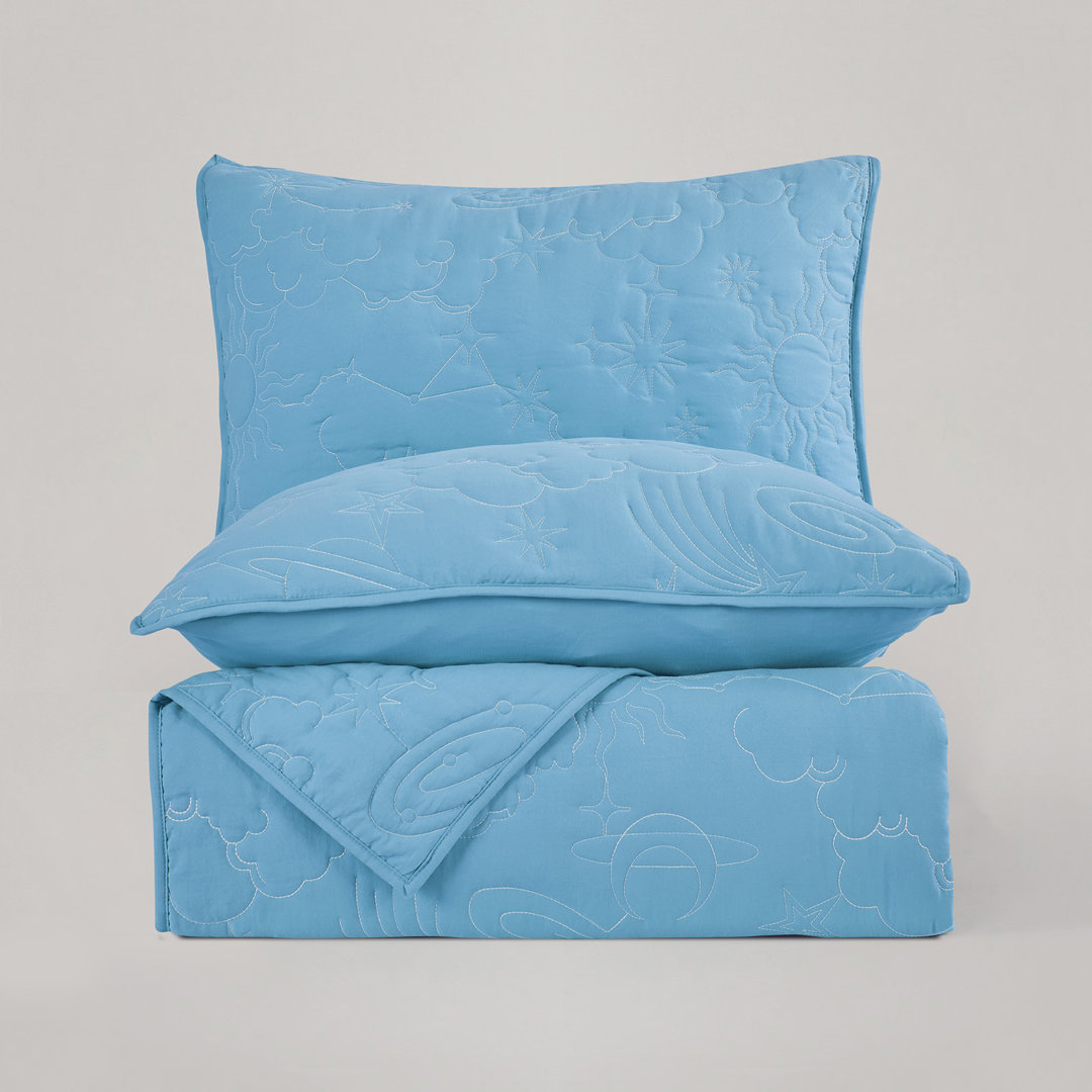 Solid Quilt Set With Star With Vibrant Embroidered Patterns Wonderful Textile 