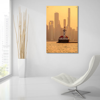 «Chicago Old Lighthouse Hazy Sunset» par Epic Portfolio, art mural en verre acrylique