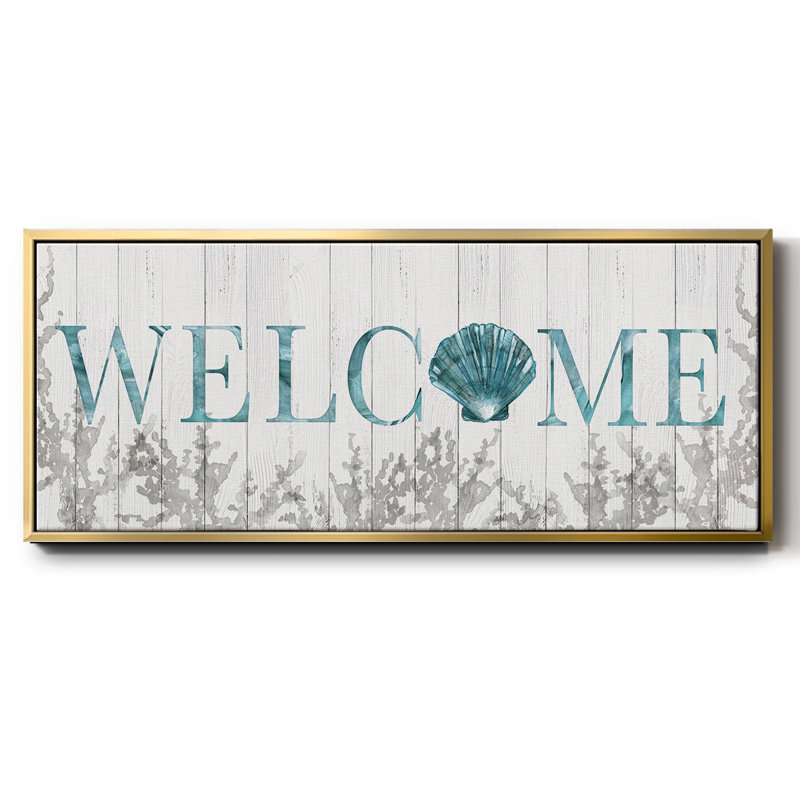 Welcome Shell- Framed Canvas, 20" H x 50" W