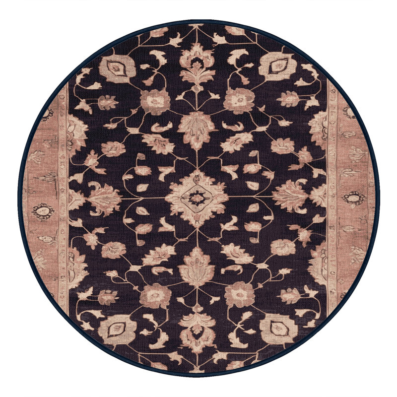 Tapis mauve lavable à la machine, Rond 3 pi