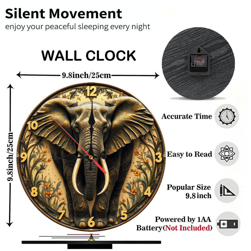 Horloge d'éléphant élégante