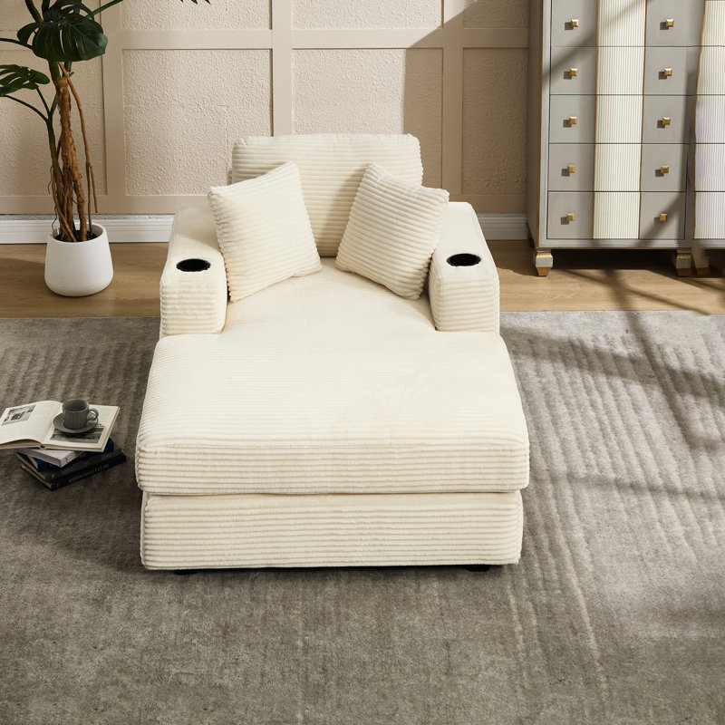 Nouveau revêtement en velours côtelé long pour le salon - coussins amovibles, porte-gobelets doubles, mousse, tissu doux et de style moderne, couleur beige, sac de magazine de bureau à installation rapide, structure