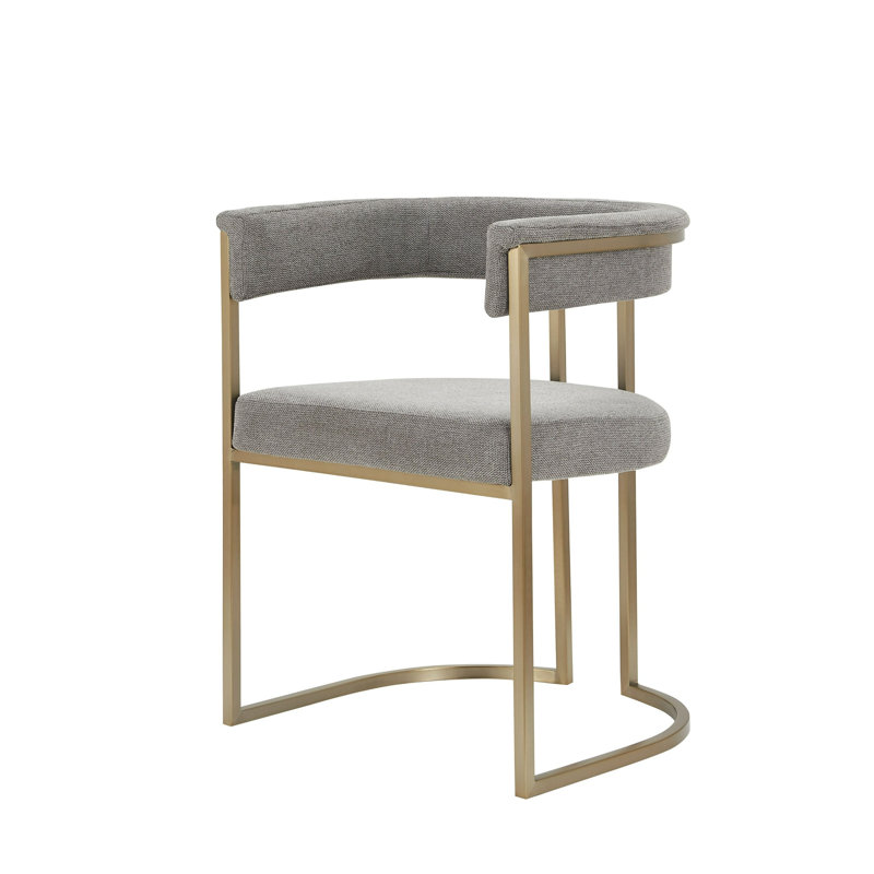 Byron - Modern Grey Fabric + Antique Brass Dining Chair