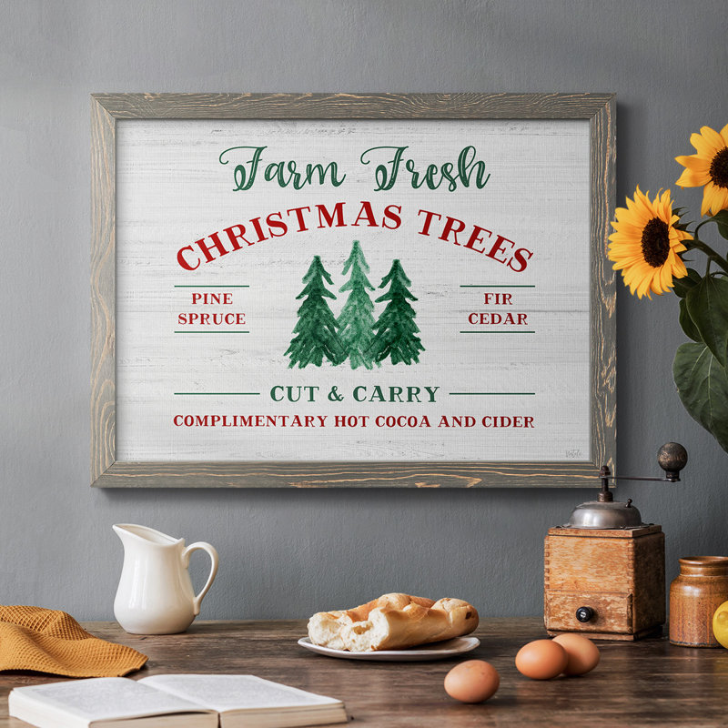 Farm Fresh Christmas Trees, reproduction d'art sur toile encadrée, Gris, H 18 po x l 26 po x P 1,5 po