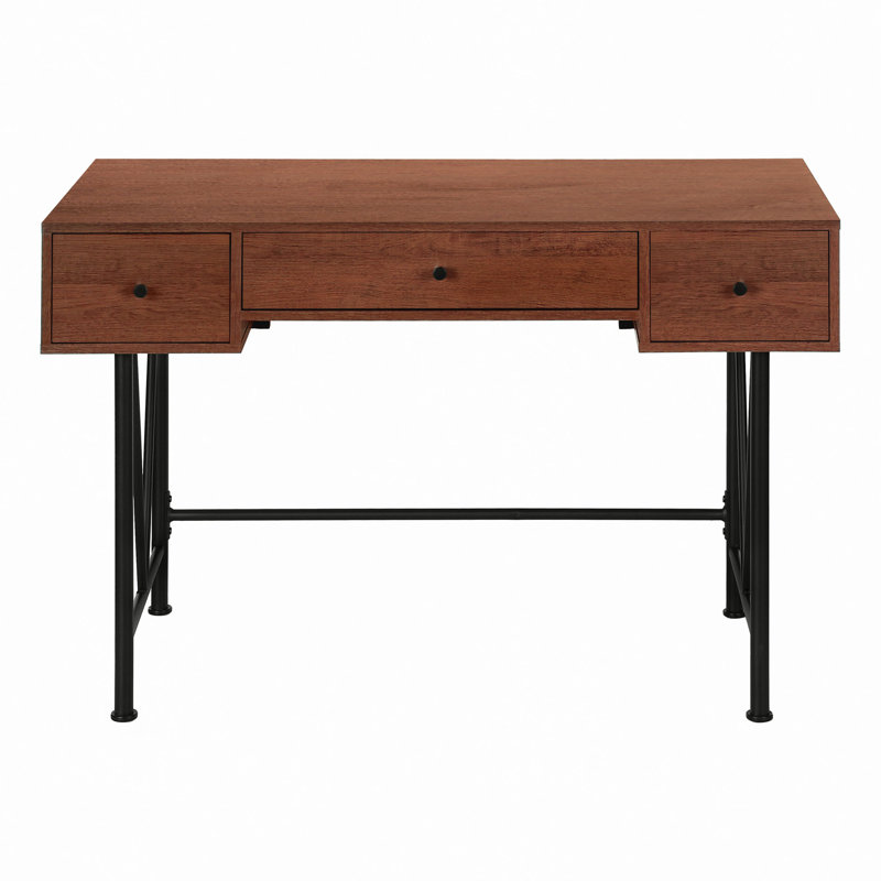 Bureau d'ordinateur, bureau personnel, ordinateur portable, tiroirs de rangement, travail, métal noir, transitionnel