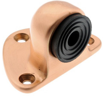 Solid Brass Floor Mount Stop, Bright Copper
