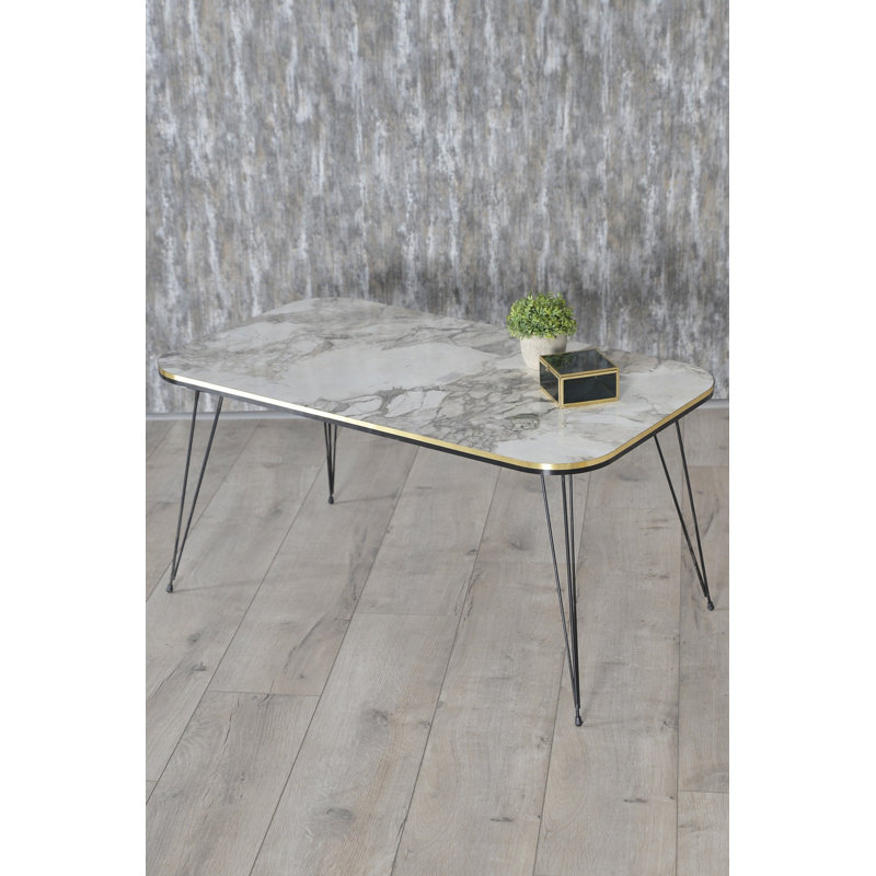 Mihika Four Leg Coffee Table, White Marble