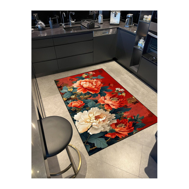 Tapis décoratif lavable à motifs colorés mélangés, Sous-tapis carré 3 pi 3 po inclus