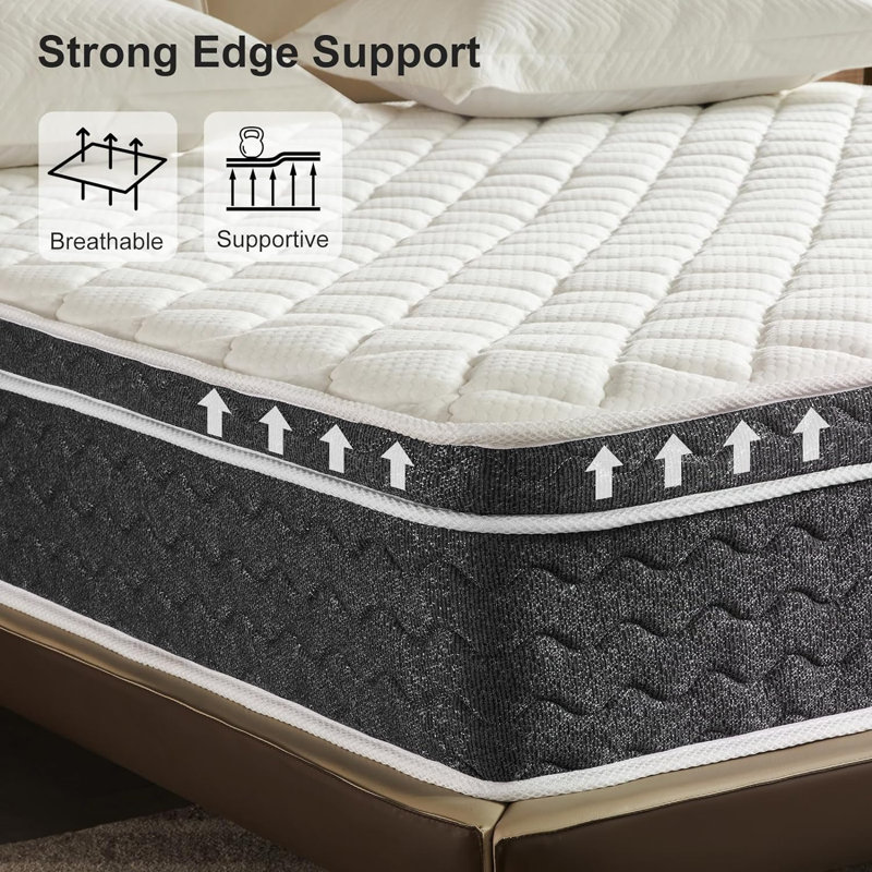 Queen Plush Pillow Top Gel Memory Foam Hybrid Mattress