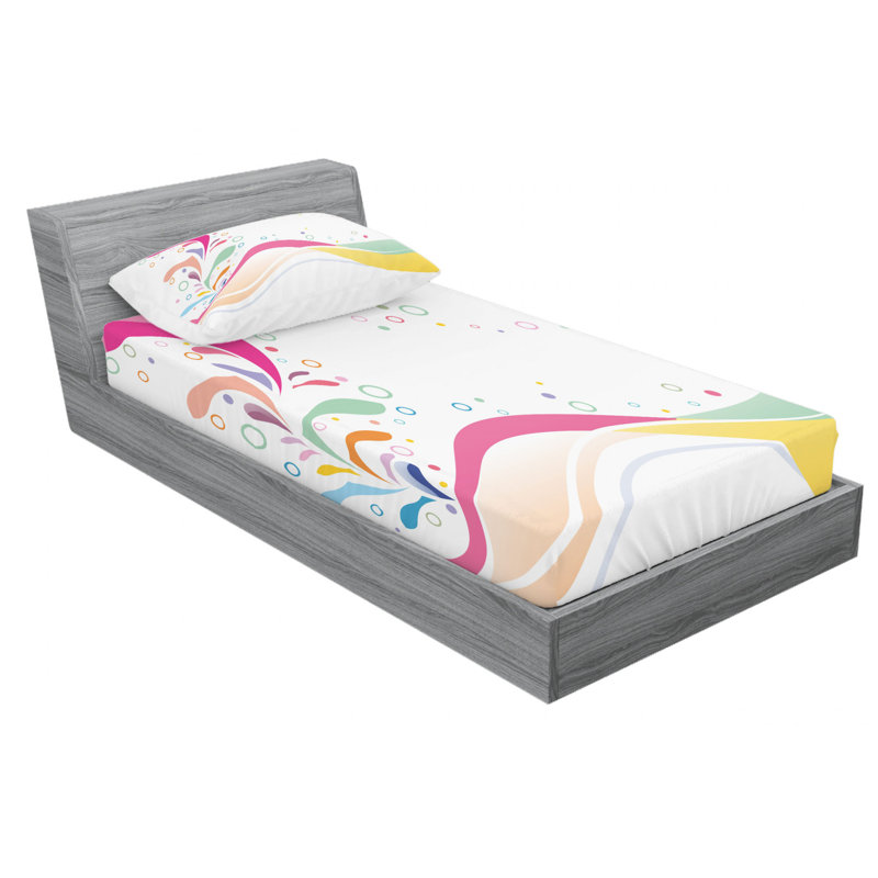 Microfiber Abstract Sheet Set, Twin XL Sheet Set with Fitted Sheet