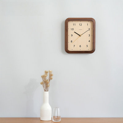 Dark Walnut Solid Wood Rounded Rectangle Silent Wall Clock