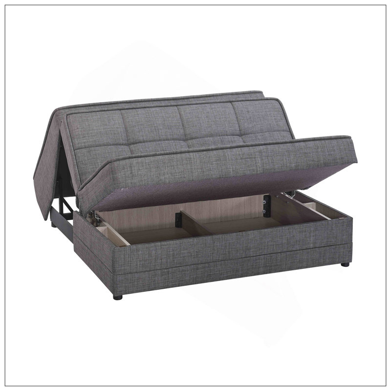 Causeuse convertible rembourrée avec rangement, Gris