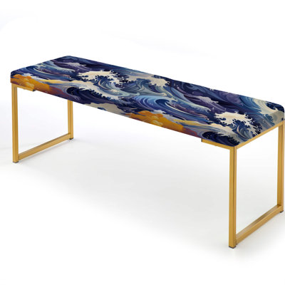 Coastal Upholstered Gold Bench