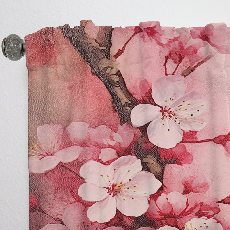 Kristine - Rideau cerise - Rideau floral obscurcissant - 1 panneau, L 52 po x L 108 po
