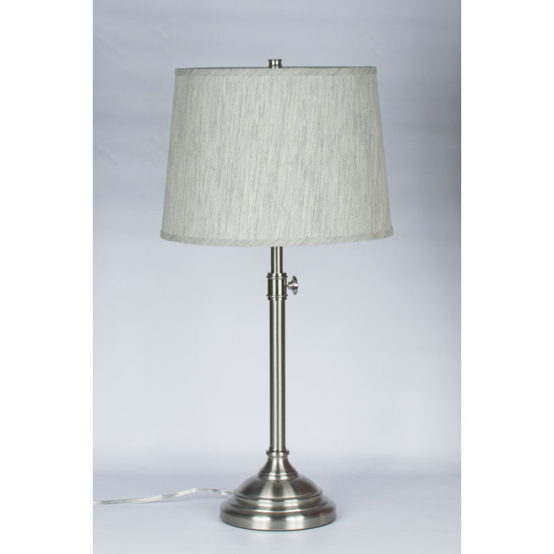 Caitlynne Metal Table Lamp, Gray Linen, Brushed Nickel