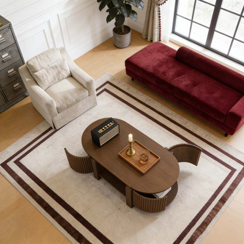 Oval Fluted Coffee Table, Walnut