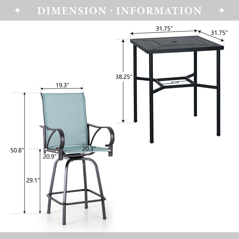 Alyne 4 - Person Patio Dining Set Umbrella Hole Included Square Table