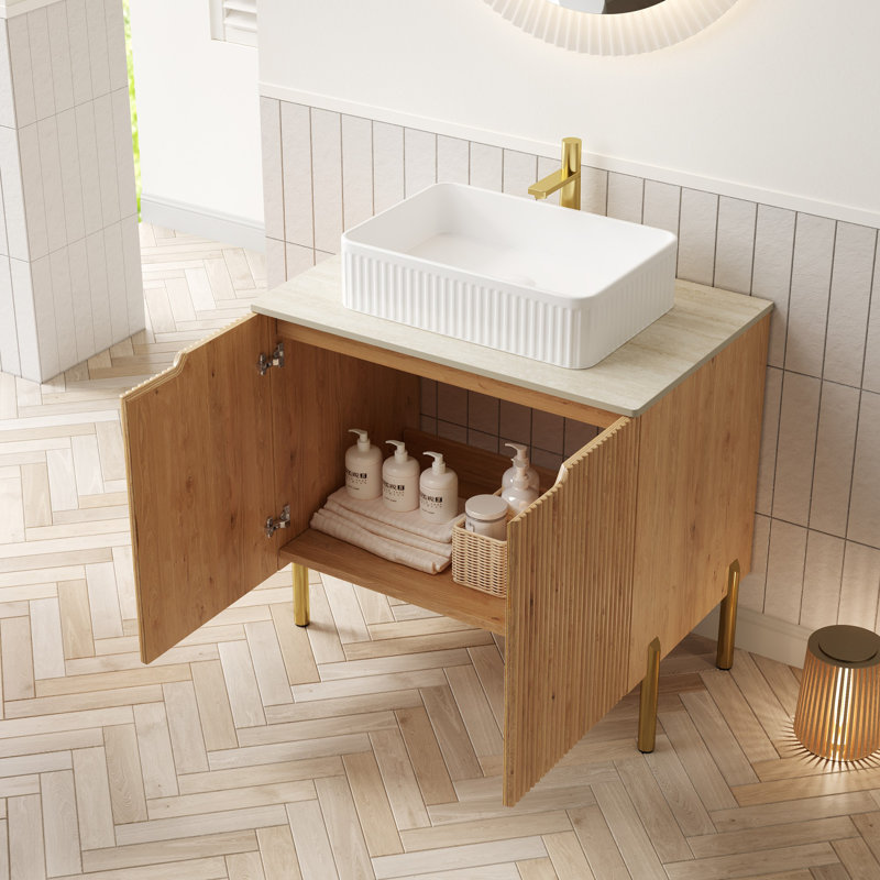 Meuble-lavabo autoportant avec portes et lavabo avec portes