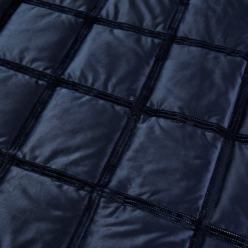 Brighton Square Velvet Geometric Shapes Duvet Cover Set with Pillowcases, Kingsize - 2 Standard Pillowcases, Navy