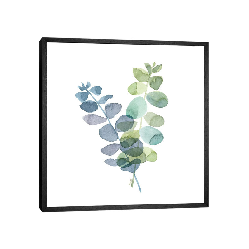 Natural Inspiration Blue Eucalyptus on White I 1 Piece Wall Art on Canvas, 45.72 cm H x 45.72 cm W, Black Framed