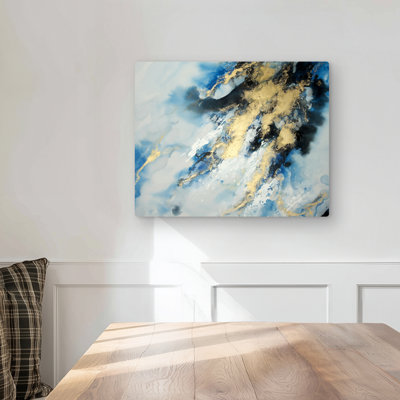 Blue Marble - Classic Blue Metal Print for Bathroom Decor