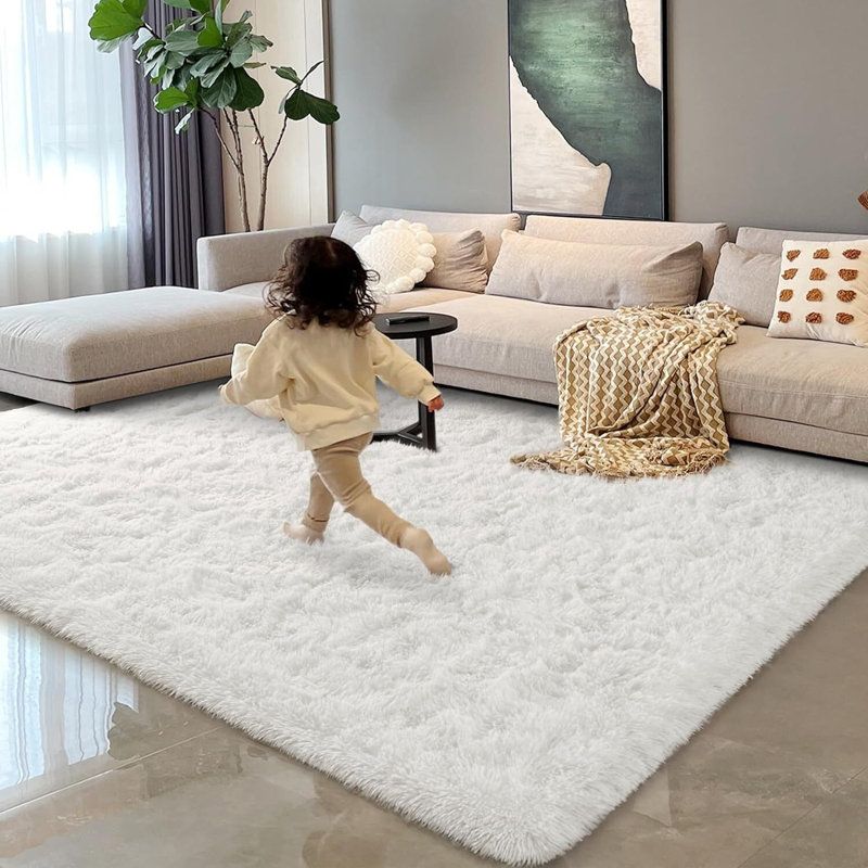 Mathilde Solid Colour Shag Area Rug, Rectangle 183 x 275 cm