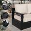 Ensemble de conversation d'extérieur avec canapé, chaises pivotantes et table basse 4 pièces Abdullah, coussin beige-129206396