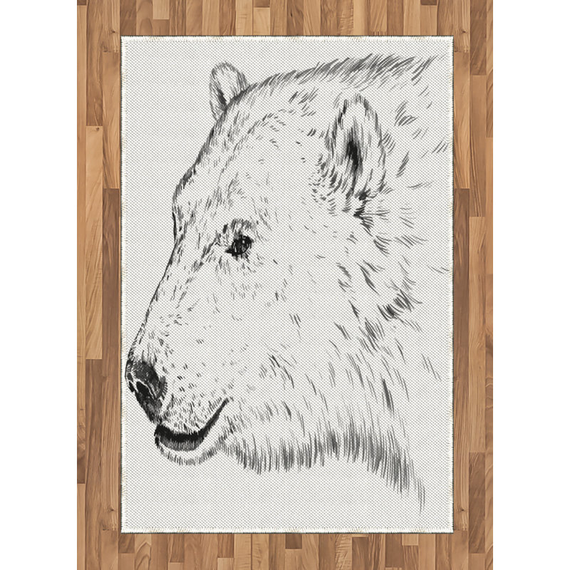 Polar Bear Animal High Density Long Fiber Poly Threads Decorative Area Rug Carpet, Rectangle 4' x 5'8"
