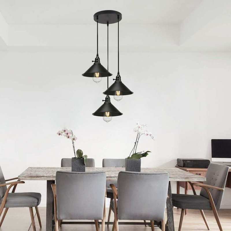 Smythe 3 - Light Black Cluster Pendant