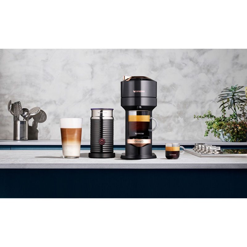 Nespresso Vertuo NEXT Coffee and Espresso Machine by De'Longhi with Aeroccino Milk Frother, Black/Rose Gold